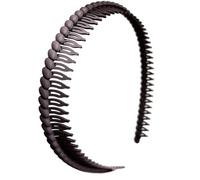 Bandeaux pour femme avec peigne à dents longues pour une prise en main antidérapante Uni Serre-tête fin Noir