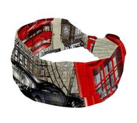 Bandeaux pour femme, bandeau large London Street View TelephoneBooth avec nœud torsadé pour yoga, entraînement, bandeau élastique doux, accessoires pour cheveux tendance