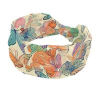 Bandeaux pour femme, large bandeau élastique coloré, motif papillons dansants, bandeau antidérapant, bandeau anti-transpiration pour entraînement, sport, gym, course à pied, fitness