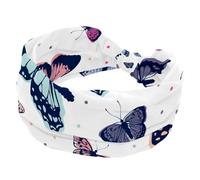 Bandeaux pour femme, turban large motif papillons abstraits, bleu et rouge, antidérapant, élastique pour la sueur, le yoga, l'entraînement, le yoga