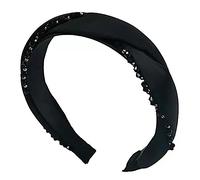 Bandeaux pour Femmes Bandeau en cristal satiné assorti à un casque de cheveux pressés exquis Casque(Schwarz)