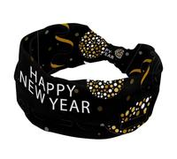 Bandeaux pour femmes, bandeau large tendance « Happy New Year » - Bandeau élastique croisé pour la sueur, le sport, l'entraînement