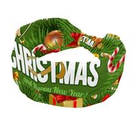 Bandeaux pour femmes et filles « Merry Christmas Happy New Year » sur fond vert doux et extensible - Bandeau noué tendance pour entraînement, yoga, gym, course à pied