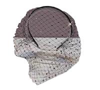 Bandeaux pour femmes et filles - Turban large uni - Bandeau tendance avec voile et strass - Serre-tête en maille - Pour thé et fête