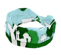 Bandeaux pour femmes et filles, une famille heureuse de trois personnes dans le parc, doux, large, bandeau extensible noué, bandeau de sport tendance pour entraînement, yoga, gym, course à pied