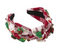 Bandeaux pour femmes noués, bandeau de Noël en strass - Bandeau de bande de cheveux en strass avec motif à carreaux | Bande de cheveux de yoga avec couleur vive pour accessoires de cheveux de Noël