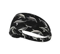 Bandeaux pour homme et femme, imprimé dauphins noirs, bandeau de sudation athlétique, sport, course à pied, entraînement