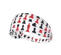 Bandeaux pour homme et femme, imprimé échecs, rouge et noir, bandeau de sudation pour sport, course à pied, entraînement