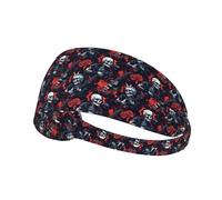 Bandeaux pour homme et femme, motif tête de mort, guitare, rose, bandeau de sudation athlétique, sport, course à pied, entraînement