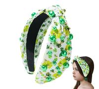 Bandeaux pour la Saint-Patrick pour femme | Bandeau trèfle noué - Bandeau trèfle vert orné de strass en pour les vacances irlandaises