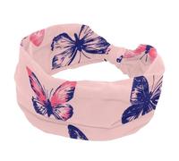 Bandeaux souples pour femmes, large turban à motif papillon, bandeau antidérapant, élastique pour la sueur, le yoga, l'entraînement, le yoga