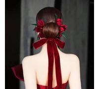 Bandeaux tendance pour femme, bandeaux de mariage pour mariée, accessoires pour robe en velours tulipe rouge vin, ensemble de coiffe tulipe + coffret cadeau