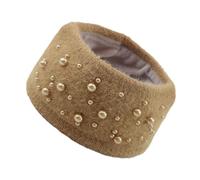 Bandeaux tressés Turbans Automne Hiver en Peluche Perle Bandeau for Cheveux Filles Accessoires de pour Cheveux de Femme(Khaki)