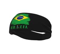 Bandeaux Vintage Brésil Drapeau Brésilien Bandeau pour Femmes Hommes-Yoga Bande de Sueur Élastique Large Bandes de Cheveux pour le Sport Fitness, Noir