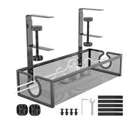 Bandeja De Gestión De Cables De Escritorio: Cesta De Malla, Organizador De Alambre, Soporte Del Cable | Pastilla De Metal Duradera Con Diseño Ventilado, Solución De Almacenamiento De Accesorios Para L