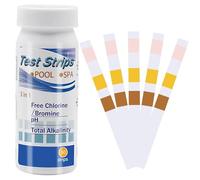 Bandelette pH Piscine Spa, 50 Pièces Bandelettes de Test de Piscine 3 en 1, 50 Bandelettes de Test de pH en Boîte, Papier de Test Chimique, Test De Qualité De L'Eau Papier pour Piscine/Spa/Jacuzzi