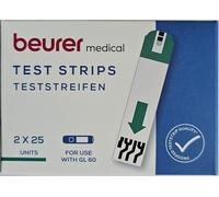 Bandelettes de Test 50 Pièce Gl 60 Beurer (2x25) 12-26 Bz Clé Rayures Stix Neuf