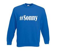 Bandenmarkt Sweat-shirt Hashtag #Sonny pour femmes, hommes et enfants dans les couleurs noir, blanc, bleu avec imprimé, kl-bleu, 104