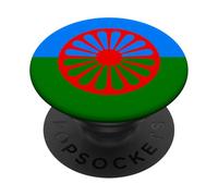 Bandera Drapeau Gitana en Forme de cœur - Drapeau International Roman Gitane PopSockets PopGrip Adhésif