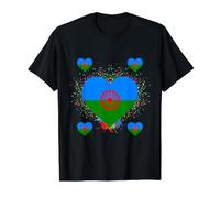 Bandera Drapeau Gitana en Forme de cœur - Drapeau International Roman Gitane T-Shirt Graphique avec Valeur, Homme, Noir, XL