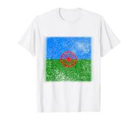 Bandera Drapeau Gitana en Forme de cœur - Drapeau International Roman Gitane T-Shirt Graphique avec Valeur, Homme, Blanc, XL
