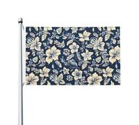 Bandera Imprimé Floresal bleu et blanc Pavillon Nautique Anniversaires 3x5 | FT RéSistant Aux IntempéRie Drapeau Double Face RéSistant à La DéColoration Grande Drapeau Balcon FestivitéS