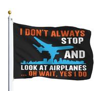 Bandera Je ne m'arrête pas toujours pour regarder les avions. Pavillon Rue | DéCo FêTe 3x5 FT 2 œIllets Bannière personnalisée Double Face Grande Drapeau FestivitéS Bar