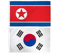 Bandera Lot De 2 Marques : Corée Du Nord Et Corée Du Sud Double Face Géant Pavillon Résistant À La Décoloration Bannière De Drapeaux Personnalisés Pour Parade 90X150Cm