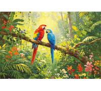 Bandera Perroquets tropicaux Fleurs d'été Arbres luxuriants Lumière du | soleil Drapeau Bateau 3x5 FT Double Face Géant Pavillon LéGer Grande Drapeau Parade Balcon