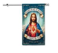Bandera Sacré-Cœur Américain De Jésus, J'Ai Confiance En Toi 2 Œillets Grande Drapeau Couleur Vive Drapeau Grand Pour Bar Festivités Party 90X150Cm