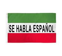Bandera Se Habla Español We Speak Spanish 2 Œillets Drapeau Double Face Durable Bannière De Drapeaux Personnalisés Pour Parade Party Anniversaires 90X150Cm
