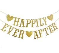 Banderole à paillettes Happily Ever After pour fiançailles, fête prénuptiale, décoration de fête de mariage (doré)