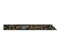 Banderole anniversaire - Amscan - 50 ans - Or et noir - Plastique - 152,4 x 8,2 cm