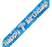 Banderole d'anniversaire 7 ans bleue en aluminium pour fête d'anniversaire 7 ans