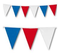 Banderole de décoration à fanions Rouge Blanc et Bleu grande taille - 7m de long