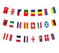 Banderole de fanions de fête de l'Eurovision, drapeaux européens des 24 nations, 7,5 m 14 x 21 cm, décorations de concours Eurovision 2025 pour célébrations nationales, fournitures de fête Eurovision