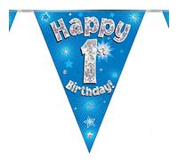 Banderole de fanions pour 1er anniversaire Bleu