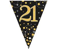 Banderole de fanions pour 21e anniversaire Noir et doré 21 ans