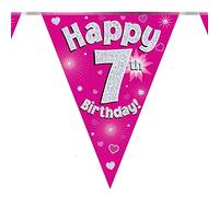 Banderole de fanions roses pour 7e anniversaire 7 ans