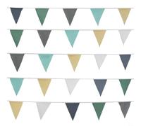 Banderole de fanions triangulaires réutilisables et lavables avec 36 drapeaux pour mariage, anniversaire, fête prénatale, fête - 10 m - Vert