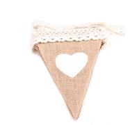 Banderole de Jute Cœur Rustique 12 Fanions Dentelle