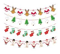 Banderole de Noël, 4 Pièce Différent Noël Guirlande Banderole, Suspendu en Papier Guirlande, Bannière Merry Christmas Suspendu Décoration DIY pour Maison Extérieur D'intérieur Décoration