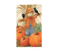 Banderole de vœux avec œillets pour décoration d'intérieur ou d'extérieur avec citrouilles d'automne, corbeaux et épouvantail 91 x 152 cm