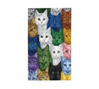 Banderole de vœux avec œillets pour décoration d'intérieur ou d'extérieur Motif chats colorés 0,9 x 1,5 m