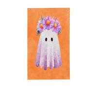 Banderole de vœux avec œillets pour décoration d'intérieur ou d'extérieur Motif fantôme mignon et marguerite Lavande 0,9 x 1,5 m