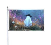 Banderole de vœux avec œillets pour décoration d'intérieur ou d'extérieur Motif fantôme Noir 91 x 152 cm