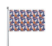 Banderole de vœux avec œillets pour décoration d'intérieur ou d'extérieur Motif feuilles de palmier orchidées blanches 91 x 152 cm