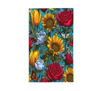 Banderole de vœux avec œillets pour décoration d'intérieur ou d'extérieur Motif tulipes, roses, tournesols, papillons, 91 x 152 cm