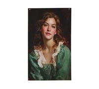 Banderole de vœux avec œillets pour décoration d'intérieur ou d'extérieur pour jeune femme, cheveux bruns verts, 0,9 x 1,5 m