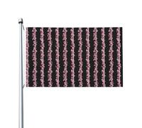 Banderole de vœux avec œillets pour intérieur ou extérieur Motif rayures roses sur fond noir 91 x 152 cm